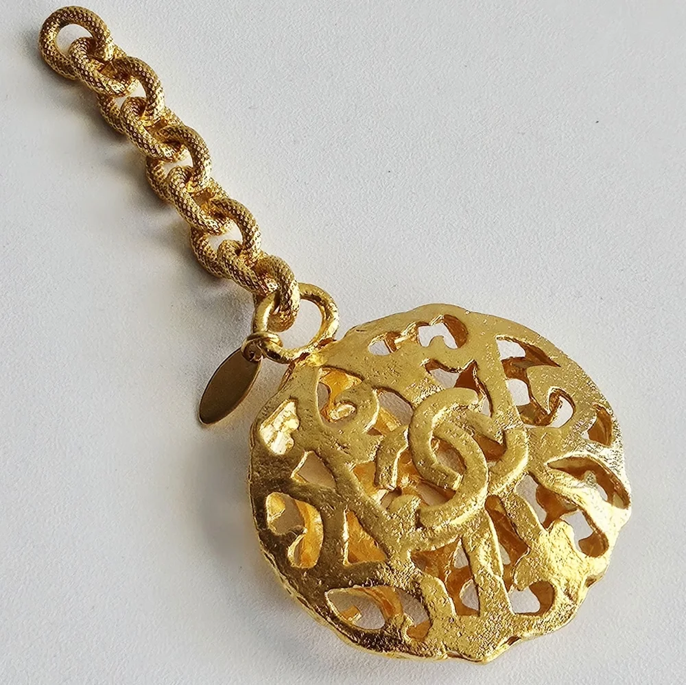 Chanel Gold-plated Caged Medallion CC Large Pendant